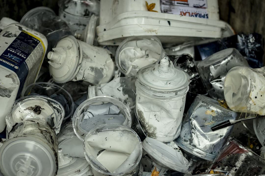 Paint-contaminated bodyshop consumables collected for disposal